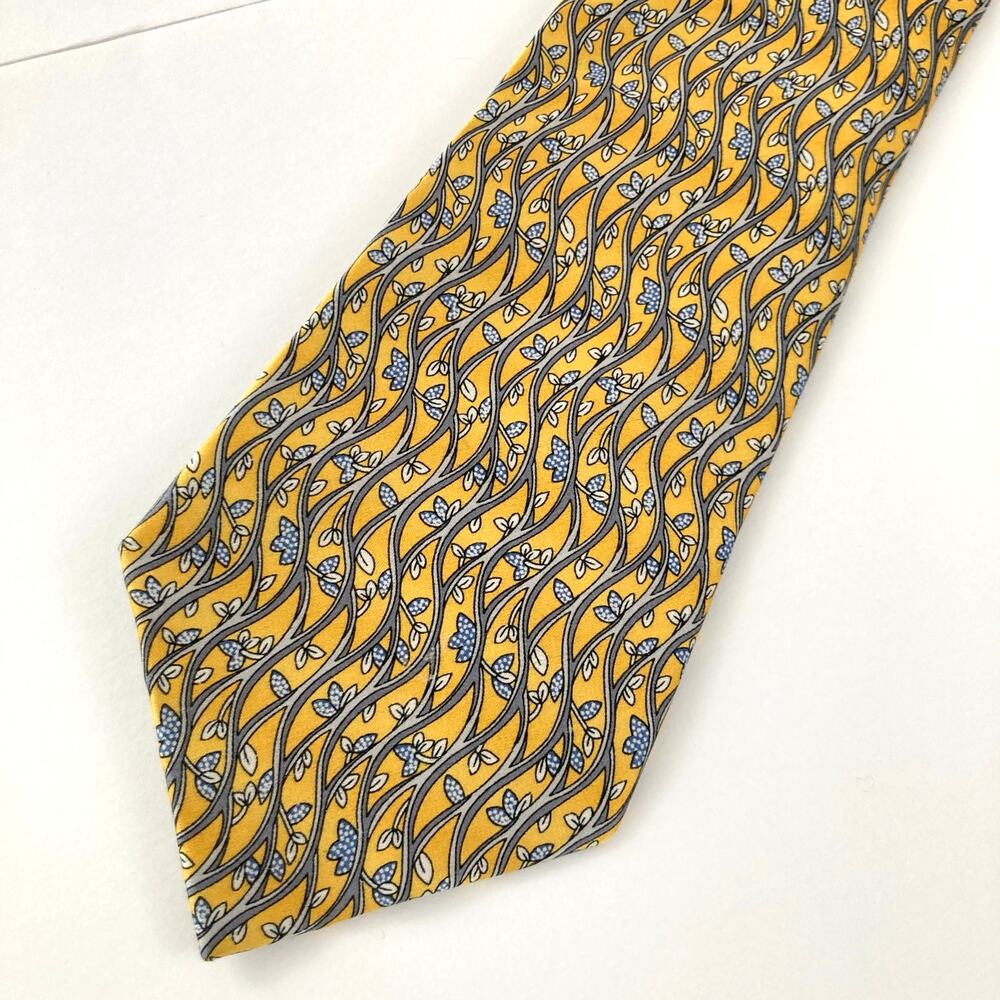 Cocktail Colors Yellow 100% Silk Vine Novelty Print Tie Nature Gift Gardener